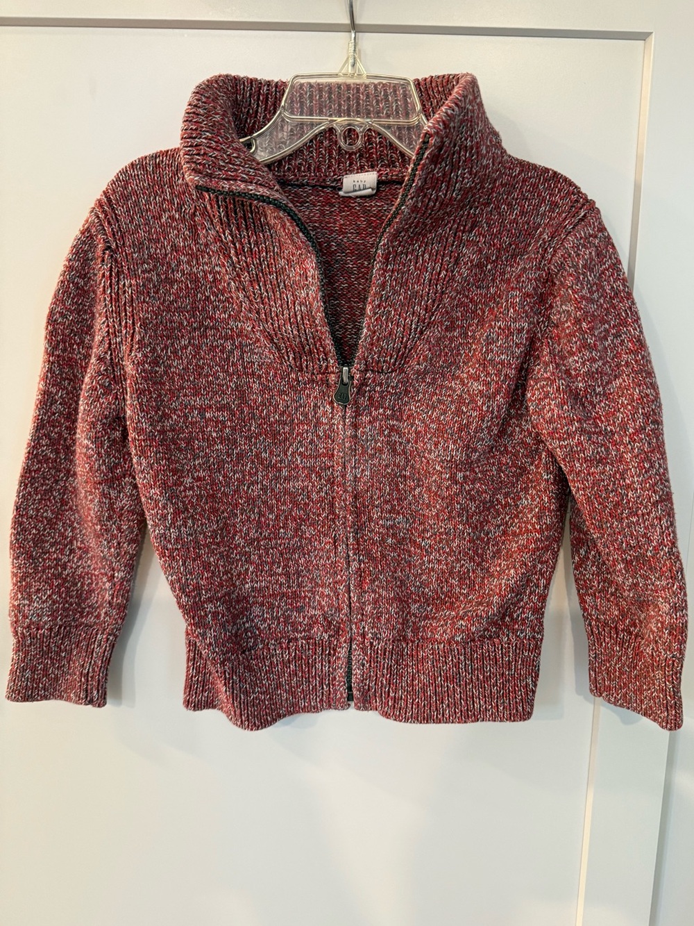 Baby GAP Boy’s Red Marled Zip-Up Sweater